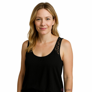 Liberty Love Womens Large Black Casual Sleeveless Crochet Lace Swing Tank Top